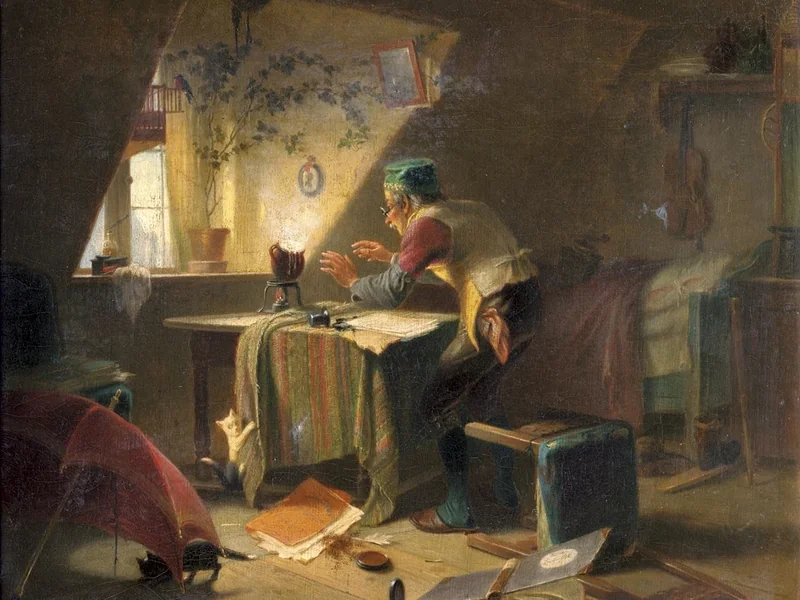 1827-Karl Georg Naumann - Lo studioso nel suo studio